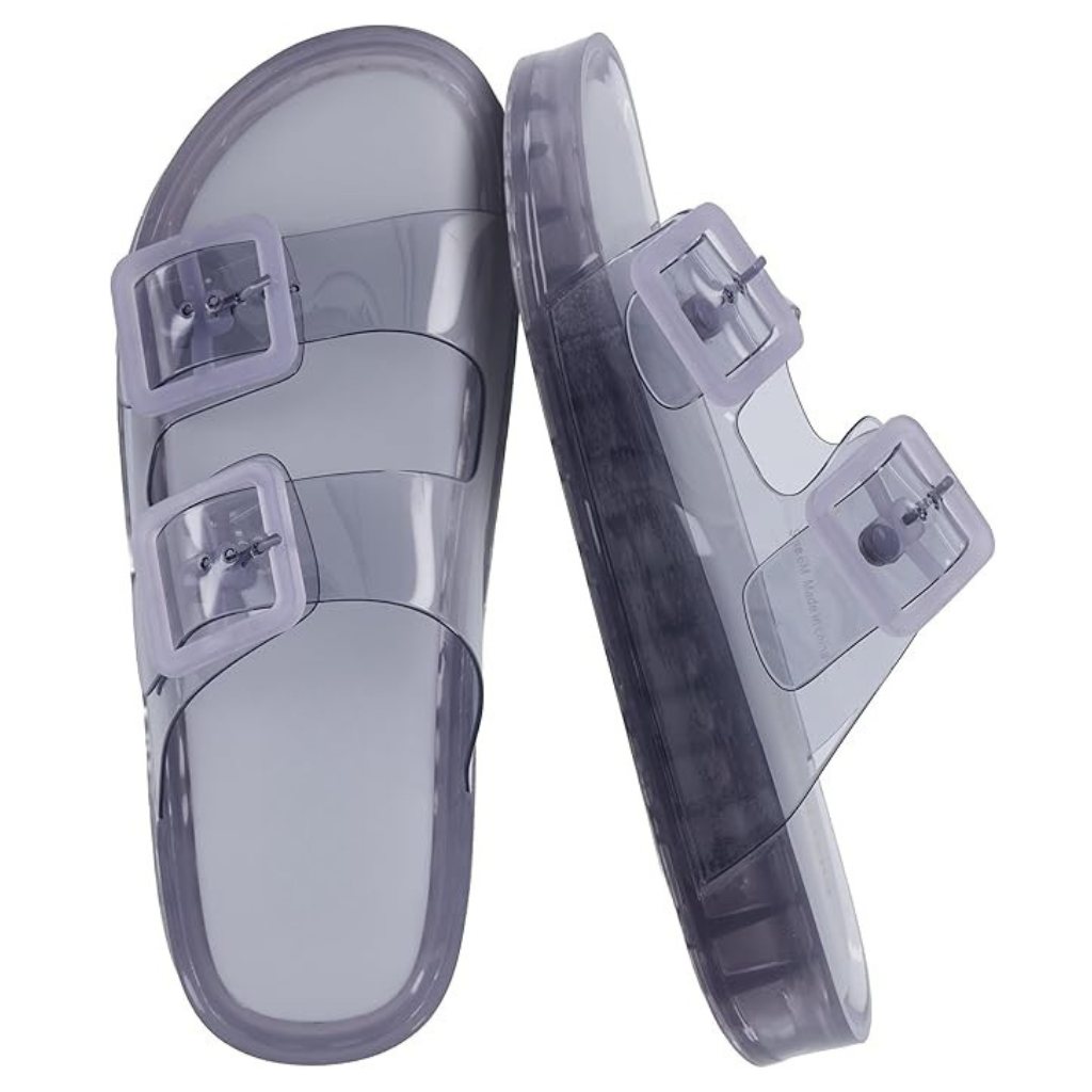 Adjustable Double Buckle Slide Slip On Sandals For Women