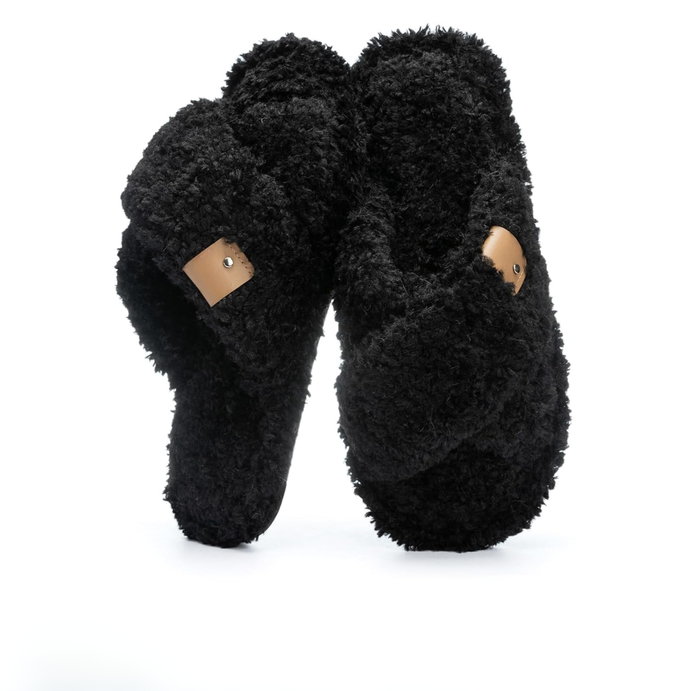 Fuzzy Faux Fur Slip Slippers For Women