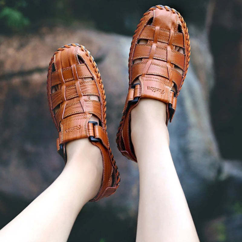 High Quality Genuine Leather Sandals-My Soft Slipper