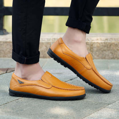 Men Fashion Casual Leather Loafers-My Soft Slipper