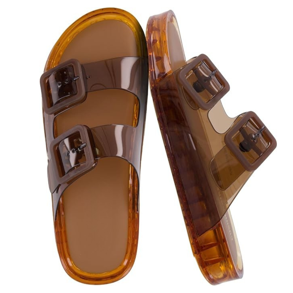 Adjustable Double Buckle Slide Slip On Sandals For Women
