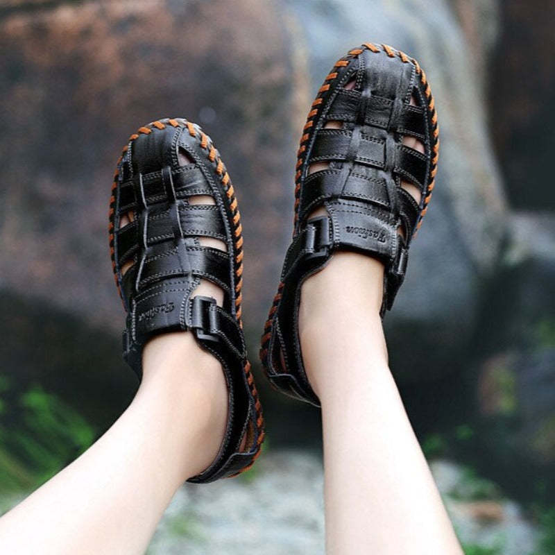High Quality Genuine Leather Sandals-My Soft Slipper