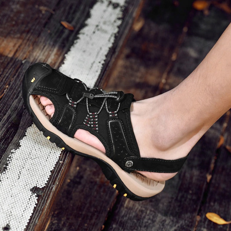 Genuine Leather Outdoor Summer Men's Sandals-My Soft Slipper