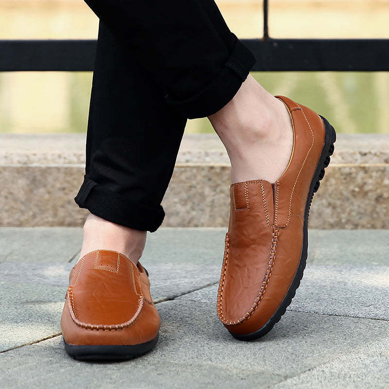 Men Fashion Casual Leather Loafers-My Soft Slipper