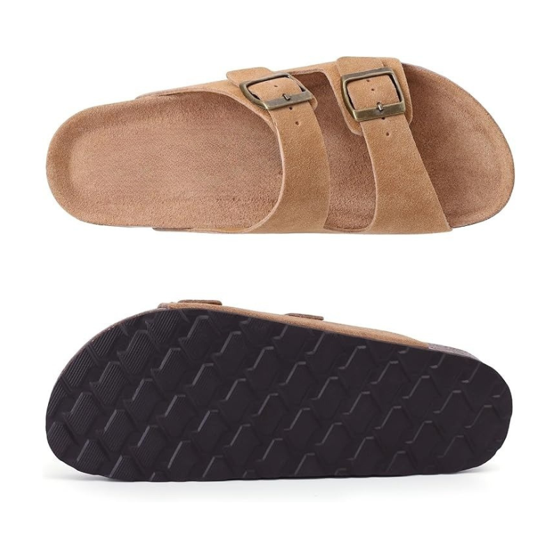 Non-Slip Sole Cork Footbed Sandals With Adjustable Buckle-My Soft Slipper