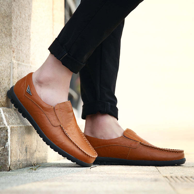 Men Fashion Casual Leather Loafers-My Soft Slipper