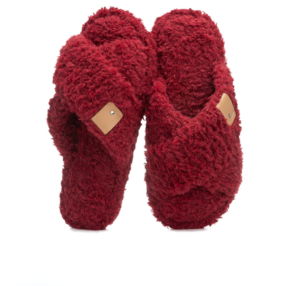 Fuzzy Faux Fur Slip Slippers For Women