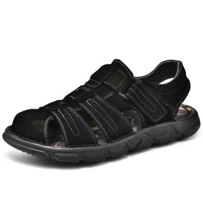 Genuine Lightweight Leather Men's Sandals-My Soft Slipper