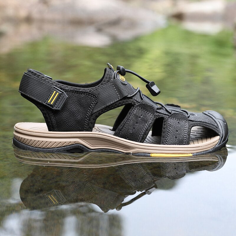Summer Men Genuine Leather Sandals-My Soft Slipper