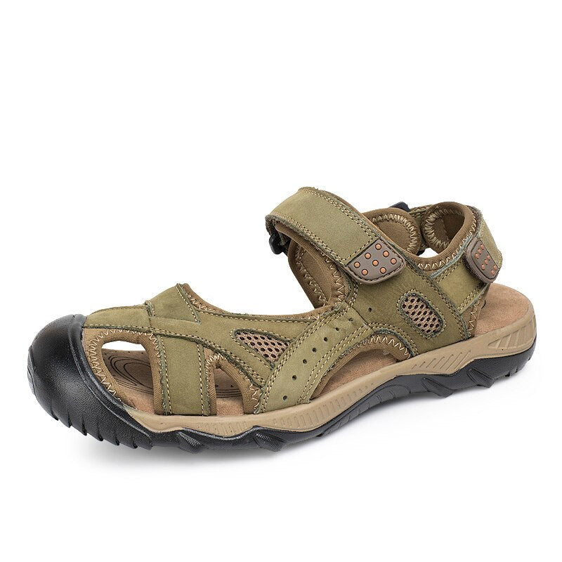 Genuine Leather Outdoor Men's Sandals-My Soft Slipper