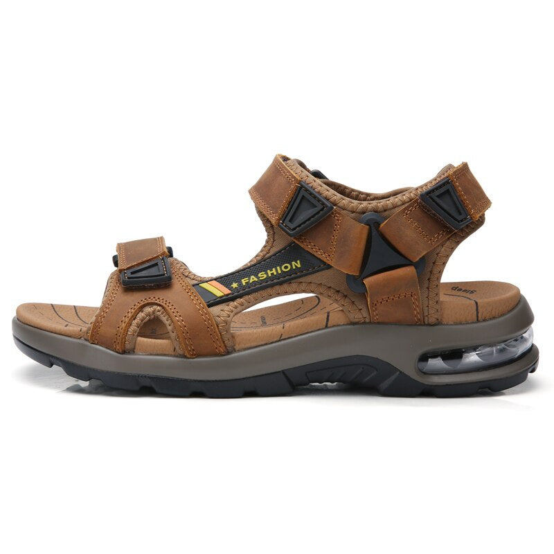 Genuine Leather Outdoor Men Roman Sandals-My Soft Slipper
