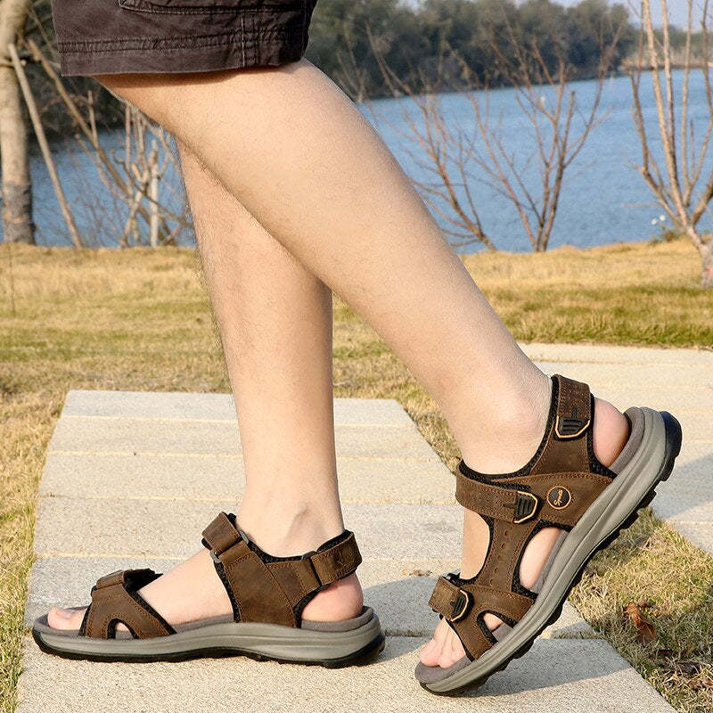 Summer Genuine Leather Lightweight Beach Sandals-My Soft Slipper