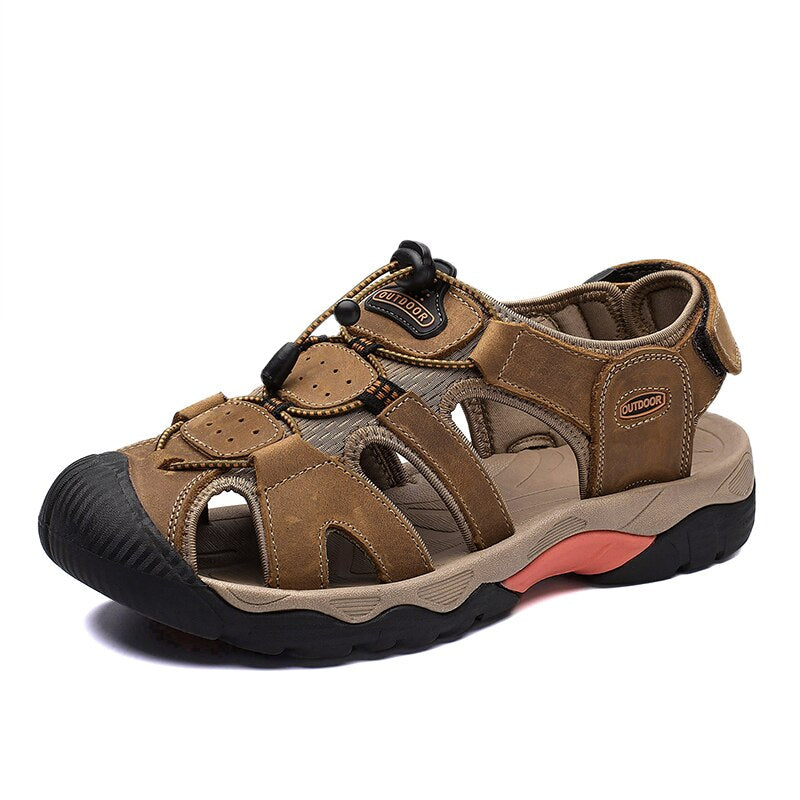 Big Size Men Genuine Leather Sandals-My Soft Slipper