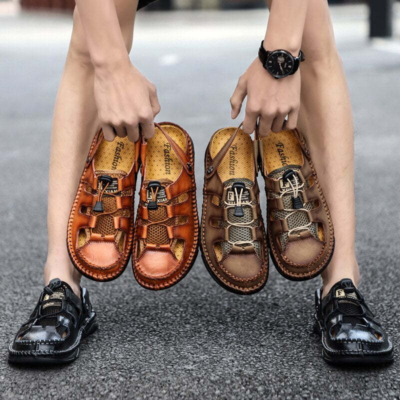 Leather Men's Classic Sandals-My Soft Slipper