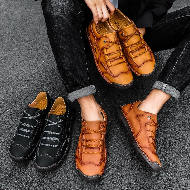 Handmade Men's Casual Leather Shoes-My Soft Slipper