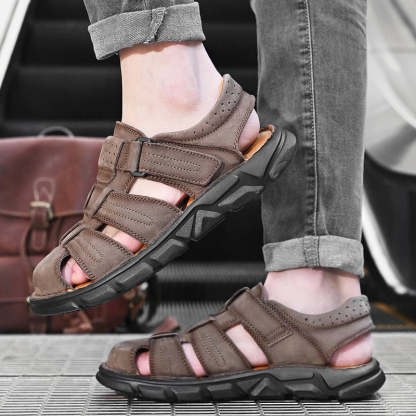 Genuine Lightweight Leather Men's Sandals-My Soft Slipper