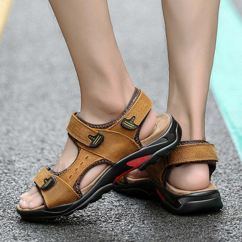 Casual Men Genuine Leather Soft Sandals-My Soft Slipper