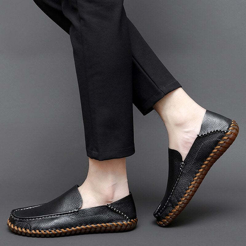 Leather Breathable Outdoor Men Loafers-My Soft Slipper