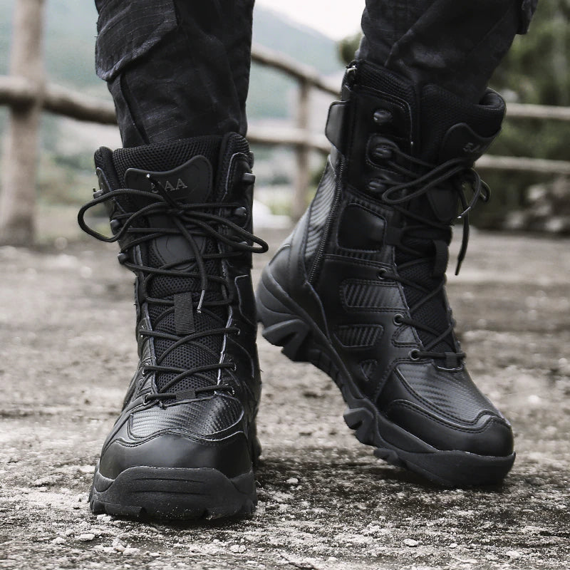 Men Military Tactical Leather Waterproof Boots-My Soft Slipper