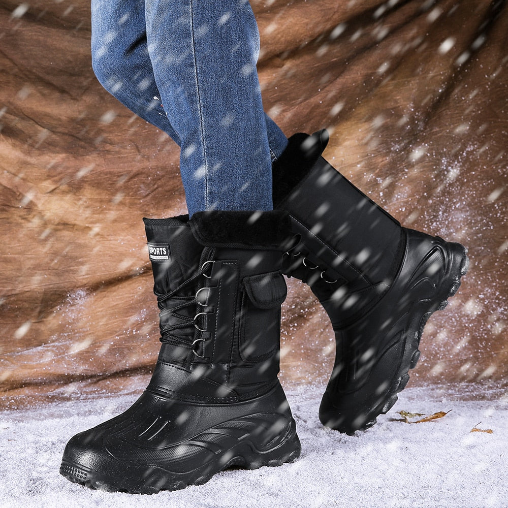 Camouflage Snow Waterproof Men Boots With Fur-My Soft Slipper