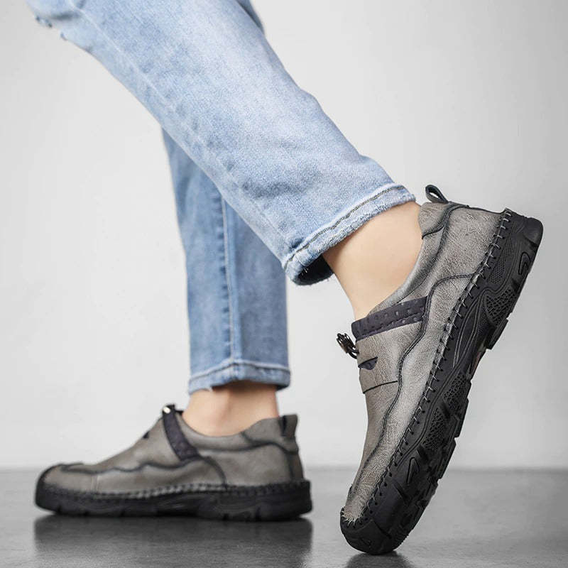 Split Leather Comfortable Casual Men's Shoes-My Soft Slipper
