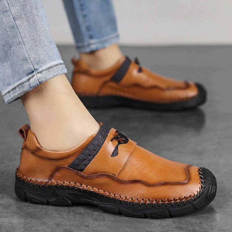Split Leather Comfortable Casual Men's Shoes-My Soft Slipper