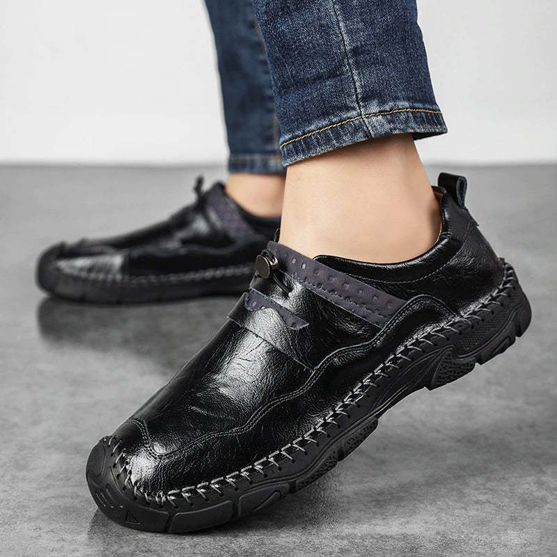 Split Leather Comfortable Casual Men's Shoes-My Soft Slipper