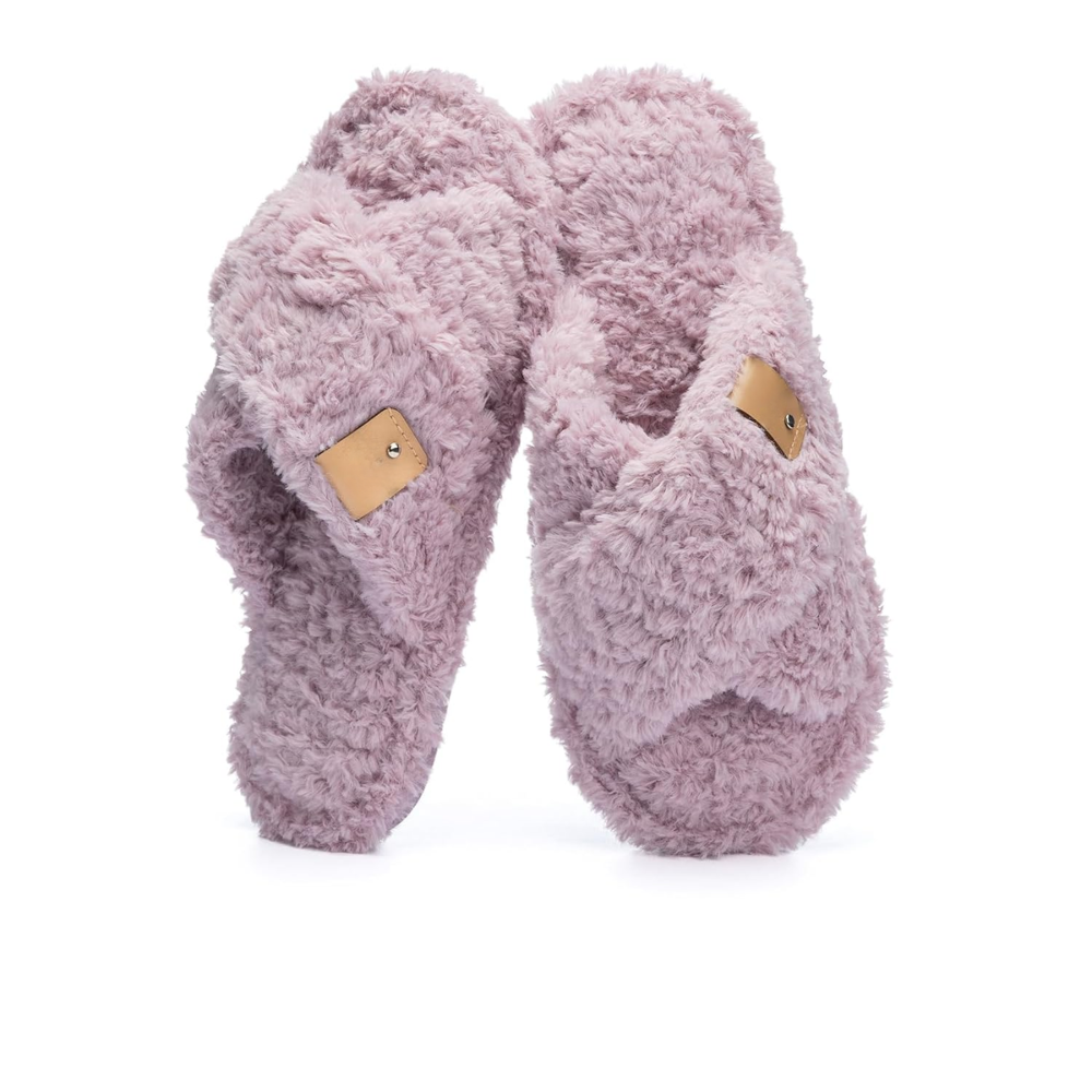 Fuzzy Faux Fur Slip Slippers For Women