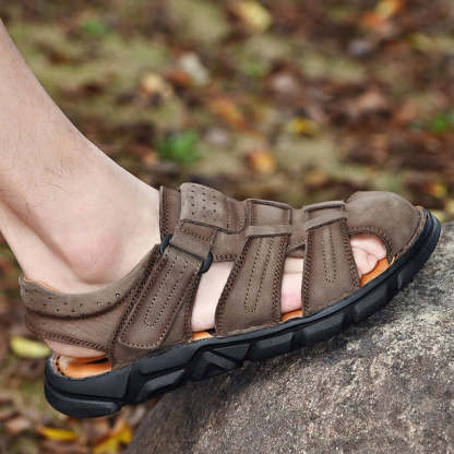 Genuine Lightweight Leather Men's Sandals-My Soft Slipper
