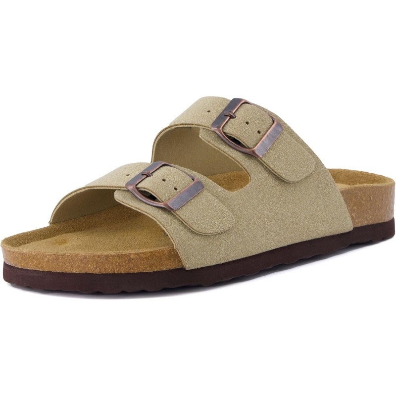 Double Strap Adjustable Cork Footbed Sandals With EVA Sole-My Soft Slipper
