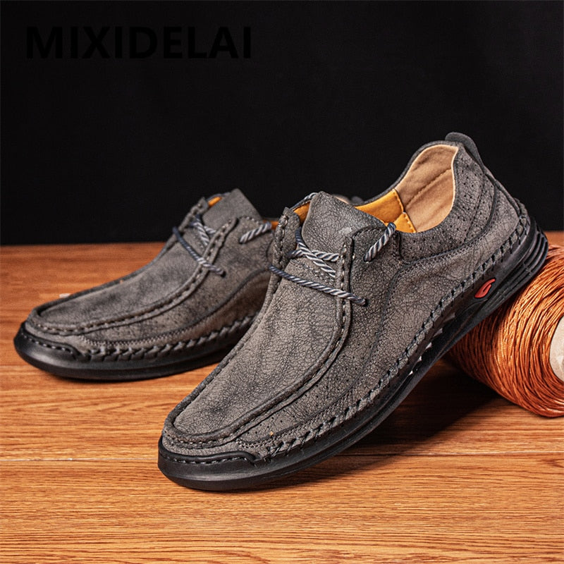 Handmade Men's Leather Casual Sneakers-My Soft Slipper