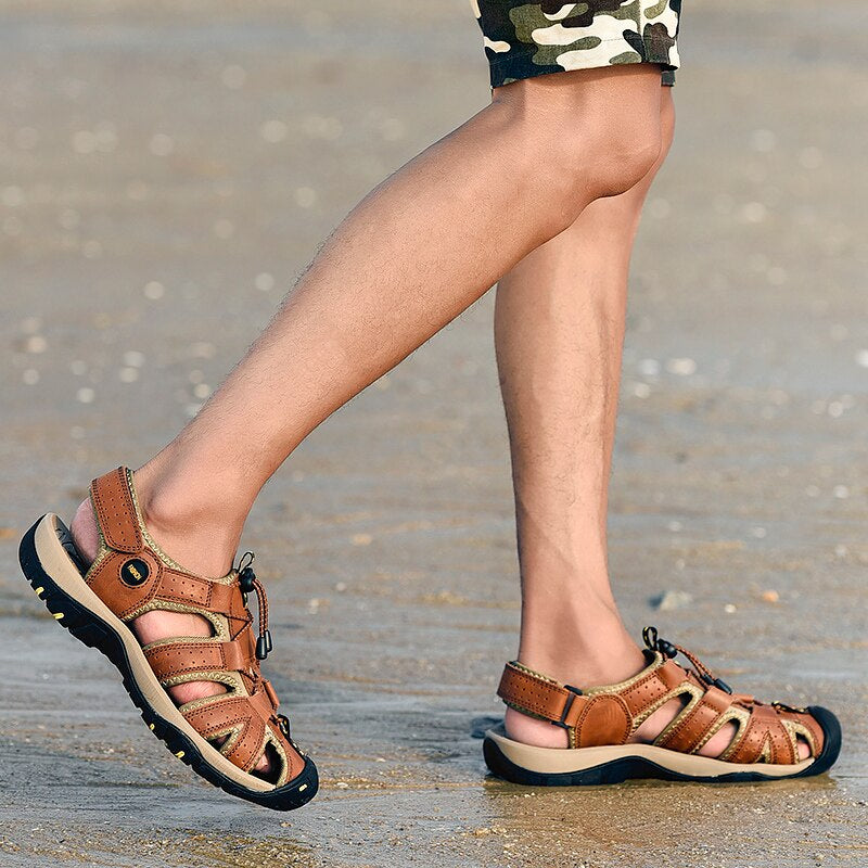 Genuine Leather Summer Men Sandals-My Soft Slipper