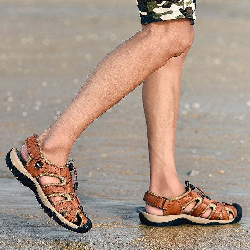 Genuine Leather Summer Men Sandals-My Soft Slipper