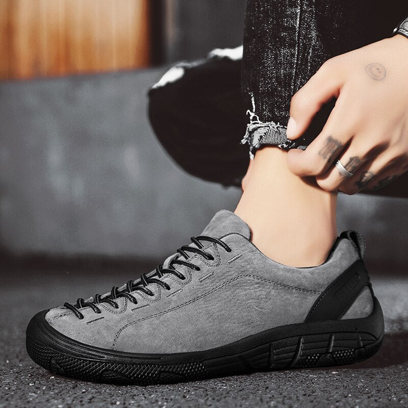 Men's Leather Outdoor Non-Slip Sneakers-My Soft Slipper