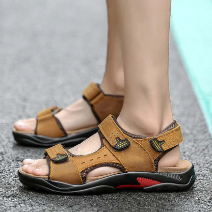 Casual Men Genuine Leather Soft Sandals-My Soft Slipper