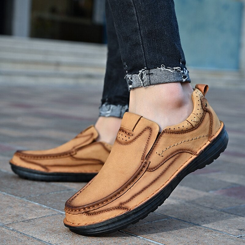 Spring Genuine Leather Men's Shoes-My Soft Slipper