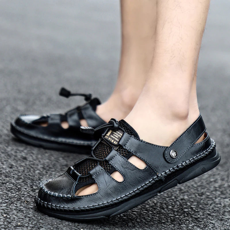 Leather Men's Classic Sandals-My Soft Slipper