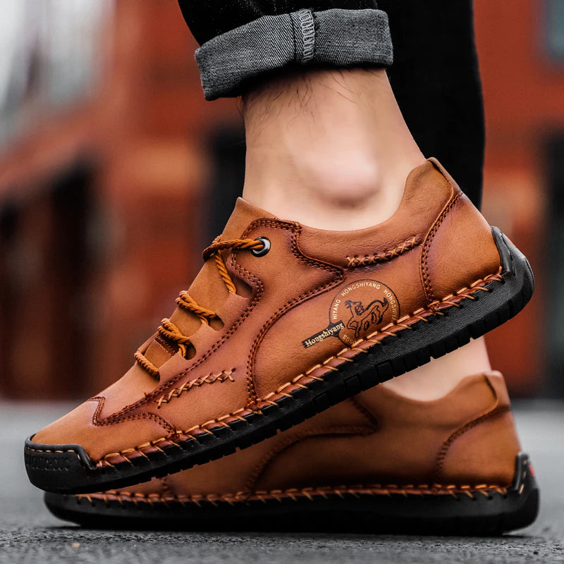 Handmade Men's Casual Leather Shoes-My Soft Slipper