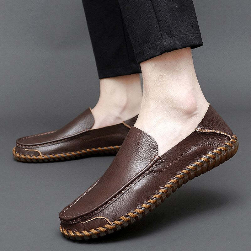 Leather Breathable Outdoor Men Loafers-My Soft Slipper