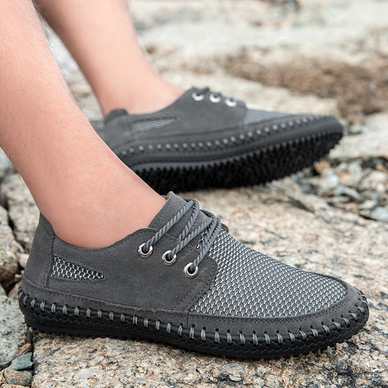 Handmade Flat Mesh Casual Men Shoes-My Soft Slipper