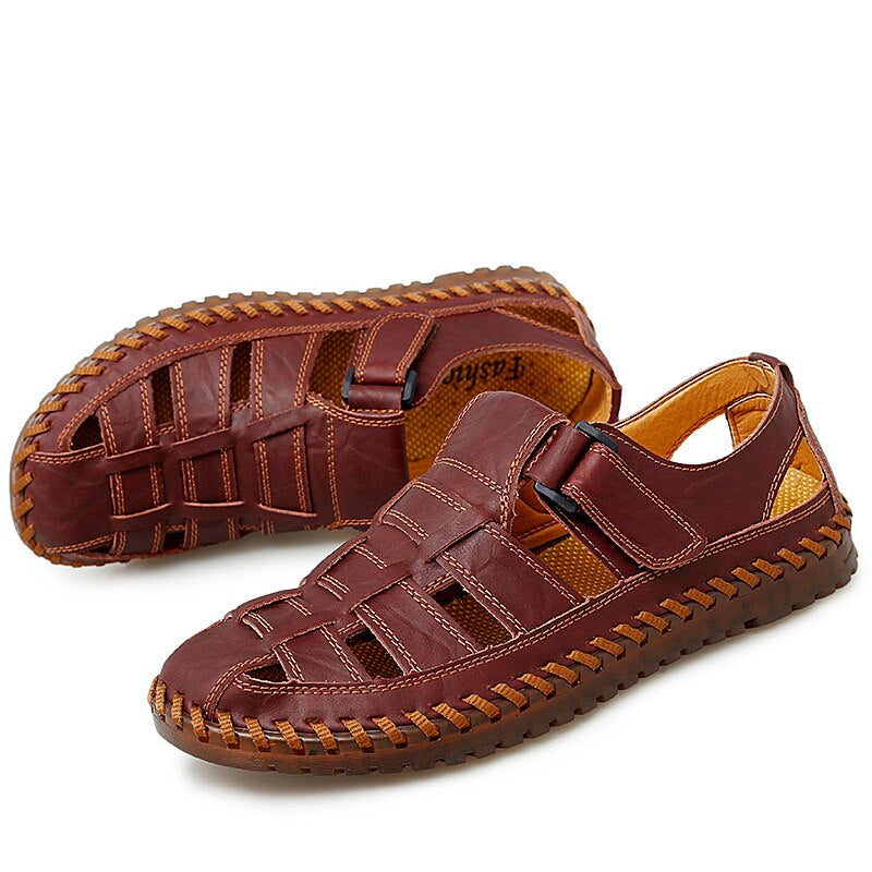 Genuine Leather Roman Men's Sandals-My Soft Slipper