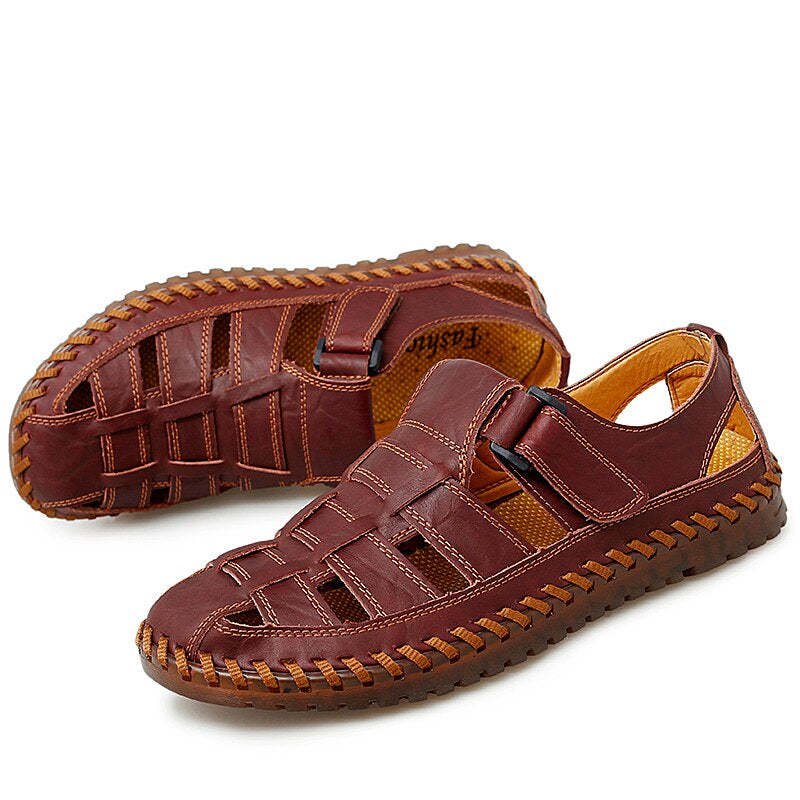 Genuine Leather Roman Men's Sandals-My Soft Slipper