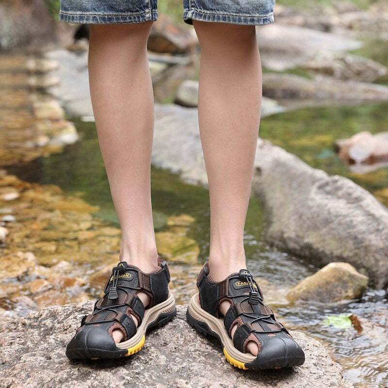 Summer Men Genuine Leather Sandals-My Soft Slipper