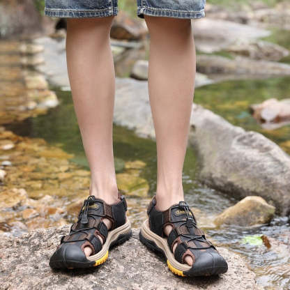 Summer Men Genuine Leather Sandals-My Soft Slipper