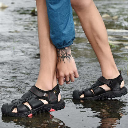 Genuine Leather Beach Sandals For Man-My Soft Slipper