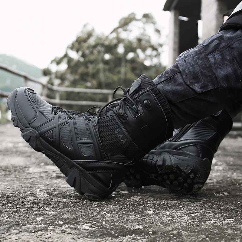 Men Military Tactical Leather Waterproof Boots-My Soft Slipper