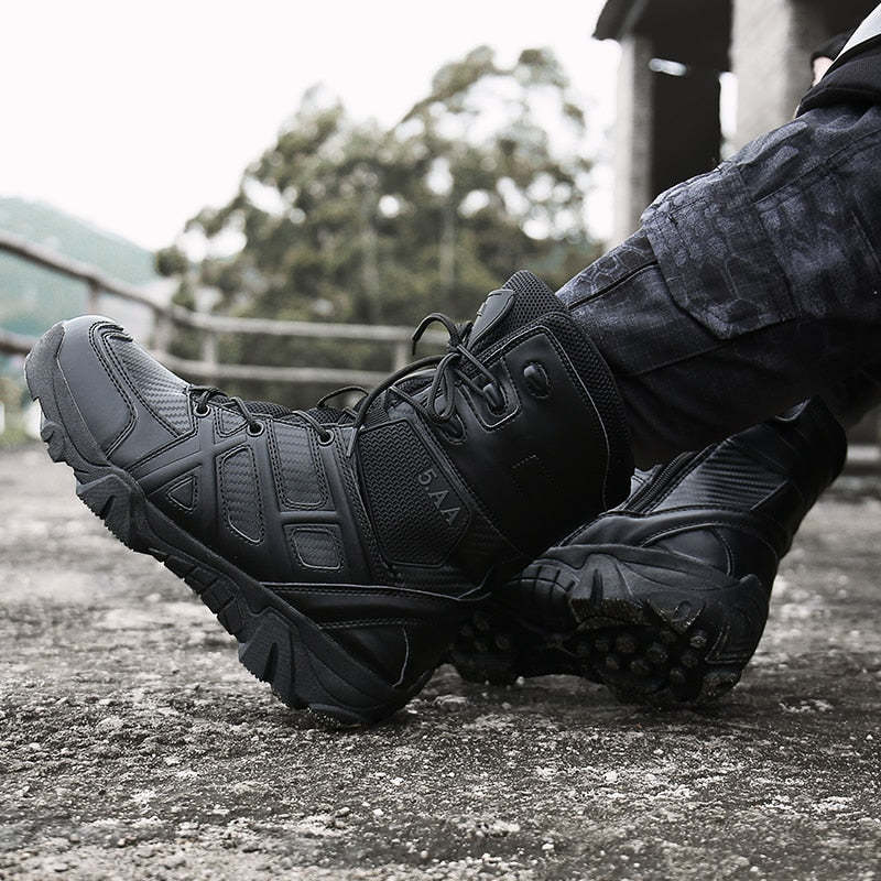 Men Military Tactical Leather Waterproof Boots-My Soft Slipper