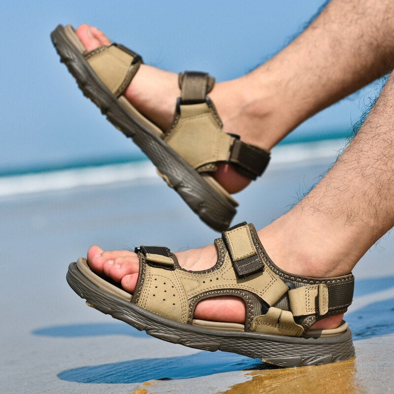 Men's Comfortable Summer Leather Sandals-My Soft Slipper
