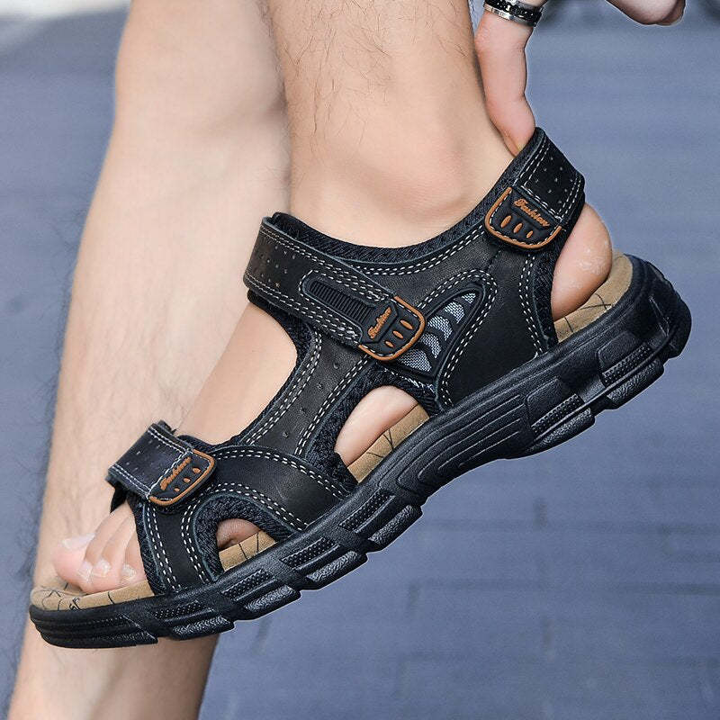 Classics Men's Summer Genuine Leather Sandals-My Soft Slipper