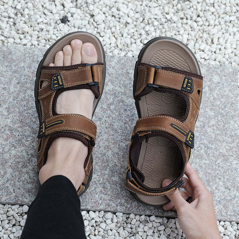 Classic Men's Summer Genuine Leather Sandals-My Soft Slipper